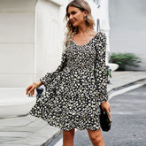 Dress Vacation Casual Floral V neck Long Sleeve